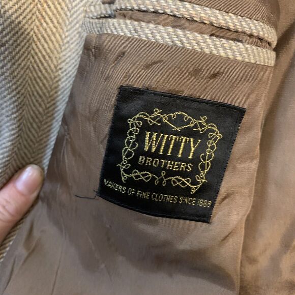 Witty Brothers Vintage Blazer Jacket Wool Linen Preppy academia Retro Tan 41 S - Picture 2 of 7